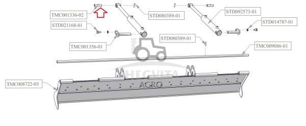 Cilindro kaištis apatinis TFK, TMC001336-02 dangčio atidarymui
