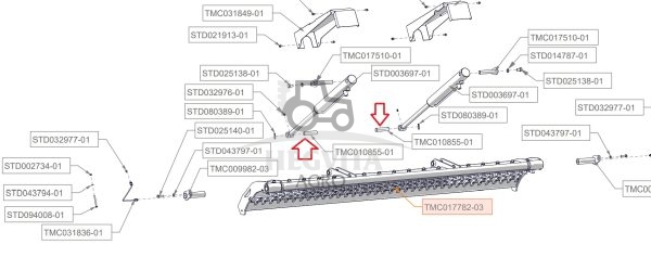 Cilindro kaištis apatinis TFX,  TMC010855-01 dangčio atidarymui
