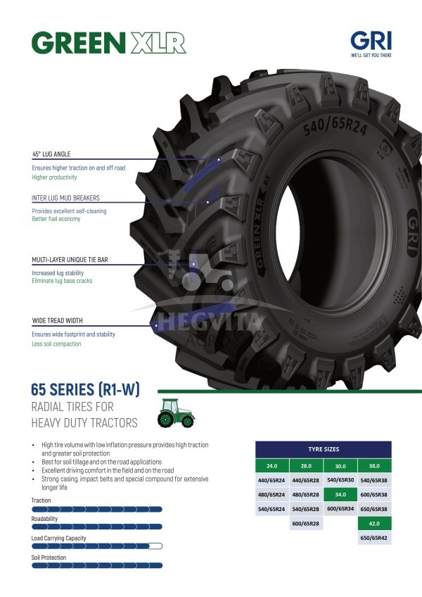 600/65R38 GRI GREEN XLR 65 159D/162A8 TL-R1W - Image 2