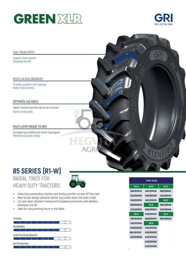 650/85R38 GRI GREEN XLR IFLEX 85 179D TL-R1W - Image 2