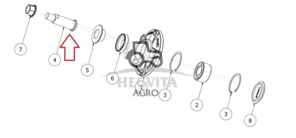 Stebulės ašis diskui 620 mm, fi 35 (seno tipo koja) - Image 2