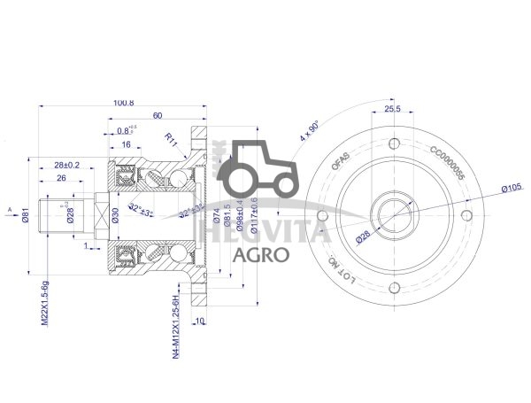 Stebulė neaptarnaujama AgriHUB, SKF tipo, 4 skylių - Image 2