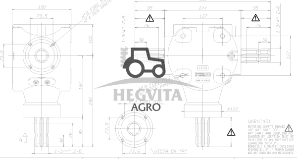 Reduktorius 1 3/4, Z6 x3, Bondioli Pavesi - Image 2