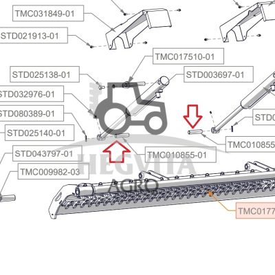 Cilindro kaištis viršutinis TFX,TMC017510-01 dangčio atidarymui
